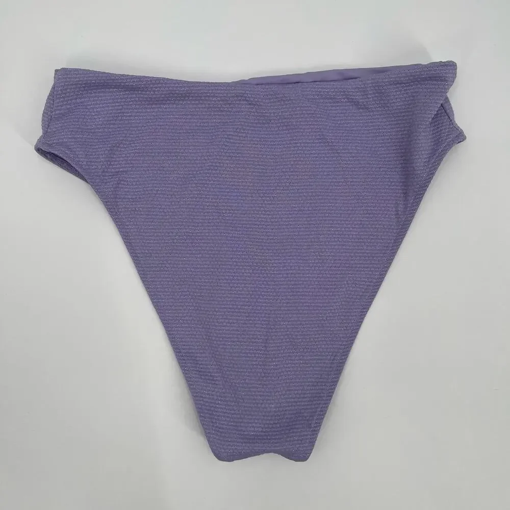 NEW FRANKIES BIKINIS Bikini Bottom Size Large Grotto High Waist Lilac Swim NWOT